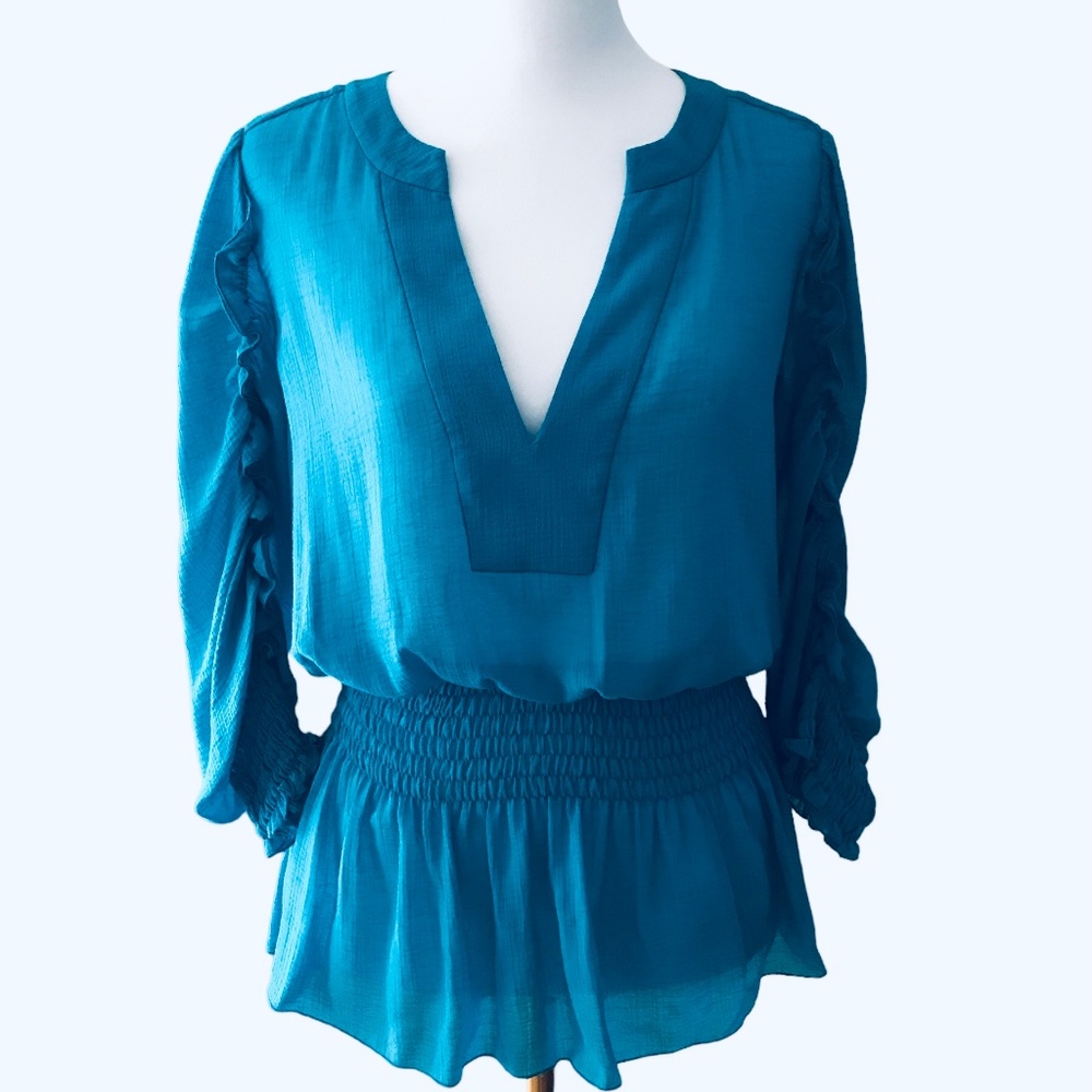 BCBG Maxazaria Blouse S XS turquoise top